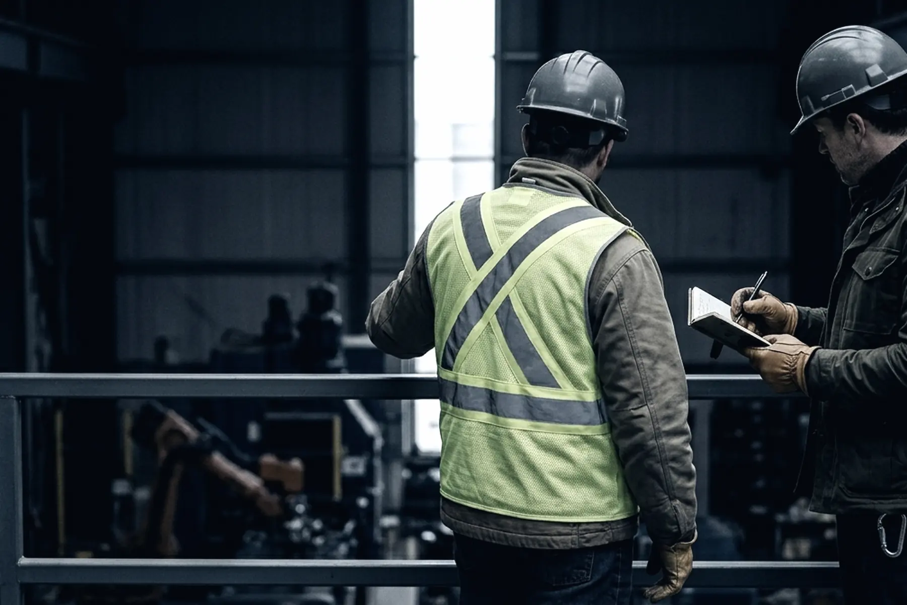 An operator and an investor in conversation on a plant mezzanine